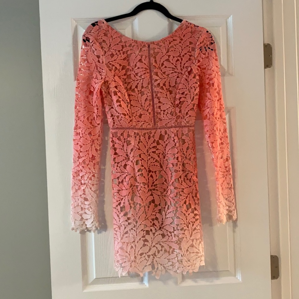 PINK OMBRÉ LACE LONG SLEEVE DRESS SZ S